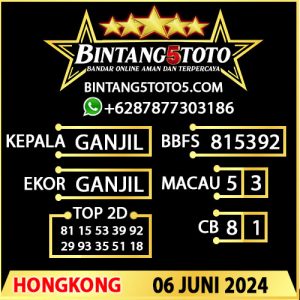 Prediksi Bintang5 Hongkong 05 JUNI 2024